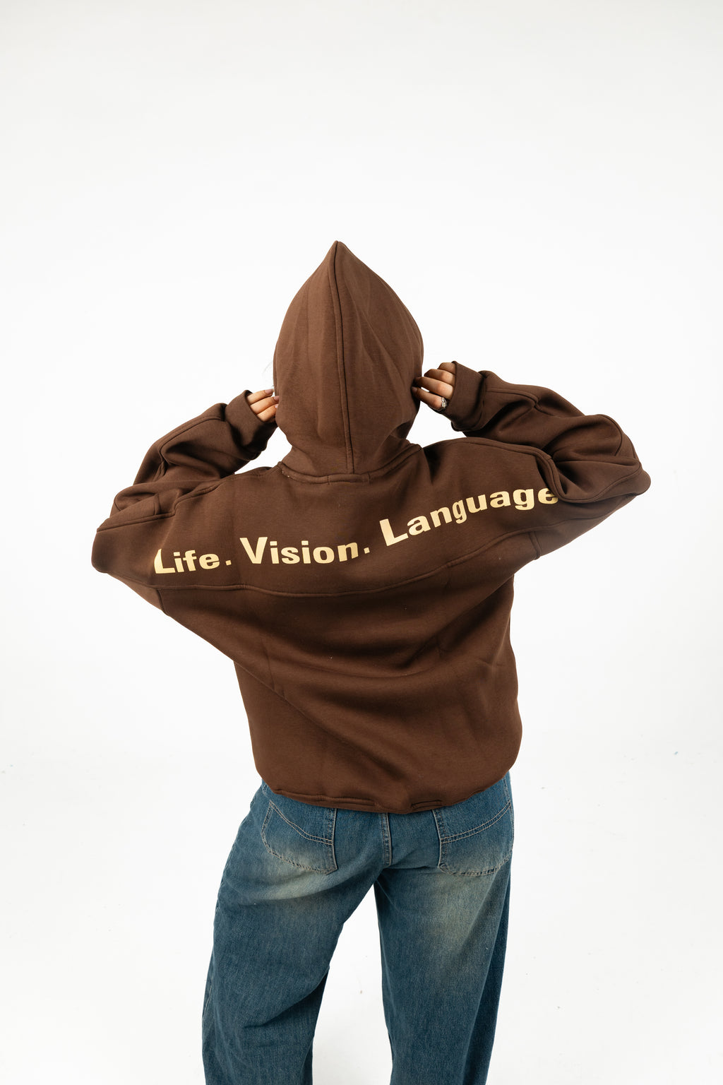 Oversized Double-Sided Printed Melton Hoodie - Unisex