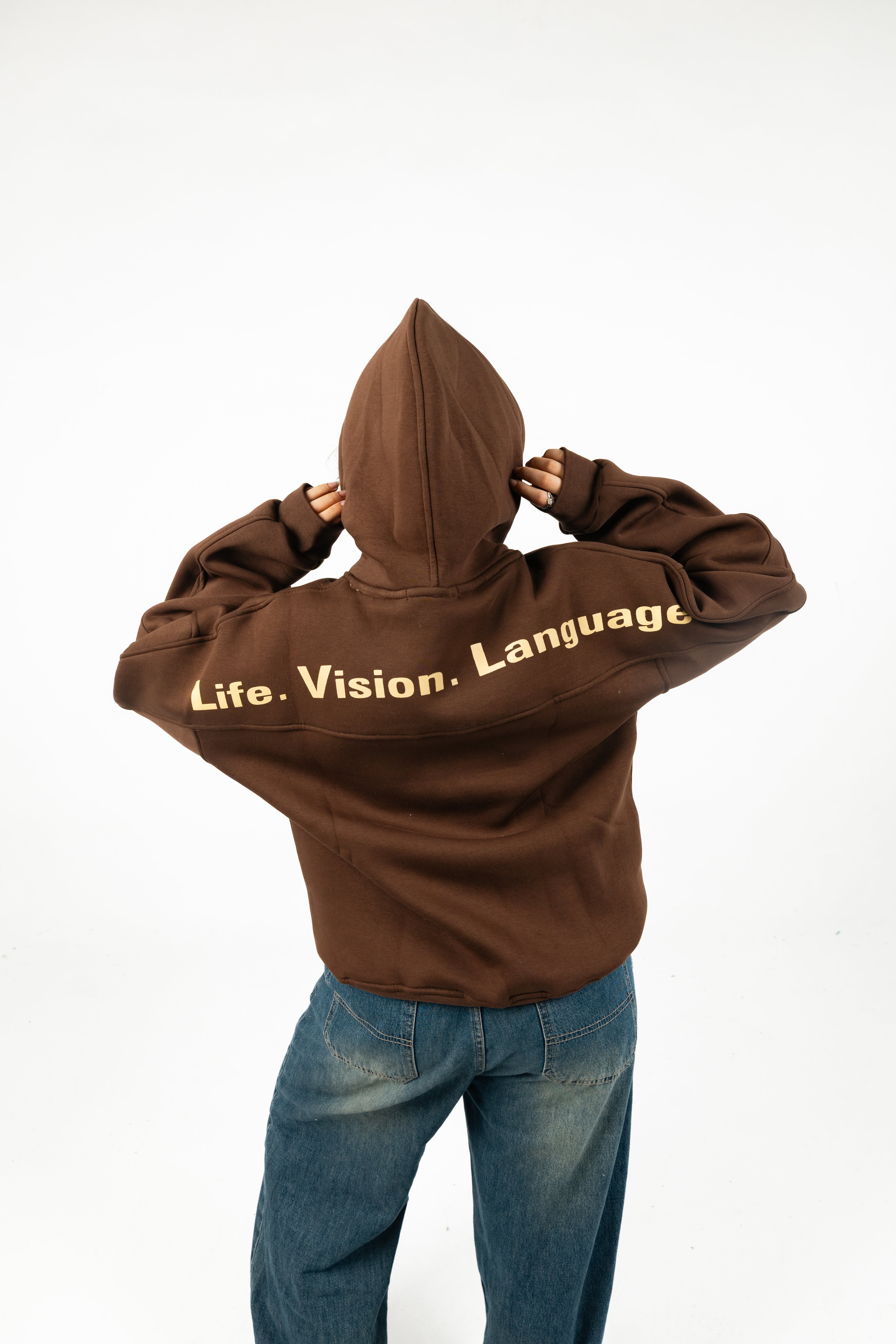 Oversized Double-Sided Printed Melton Hoodie - Unisex