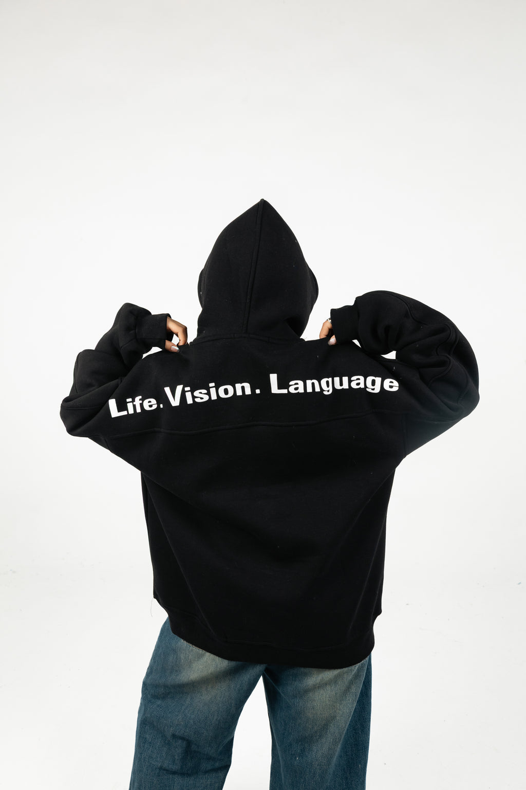 Oversized Double-Sided Printed Melton Hoodie - Unisex