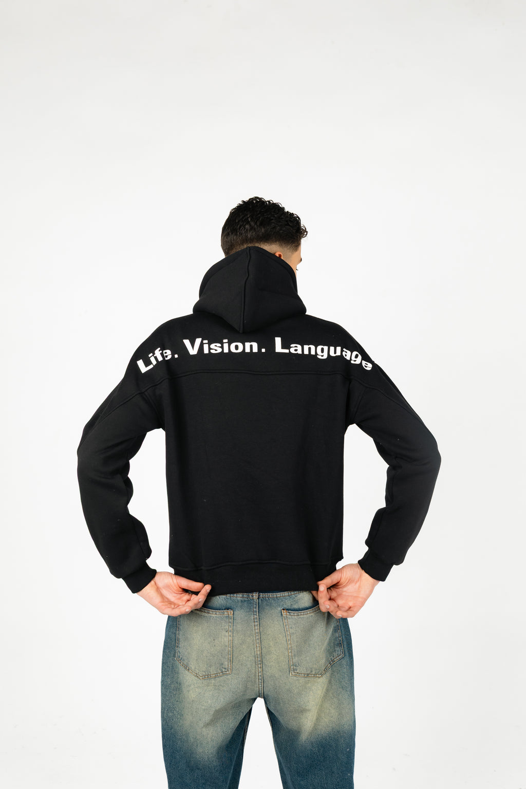 Oversized Double-Sided Printed Melton Hoodie - Unisex