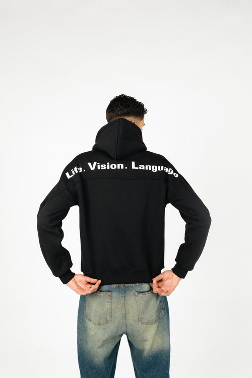 Oversized Double-Sided Printed Melton Hoodie - Unisex
