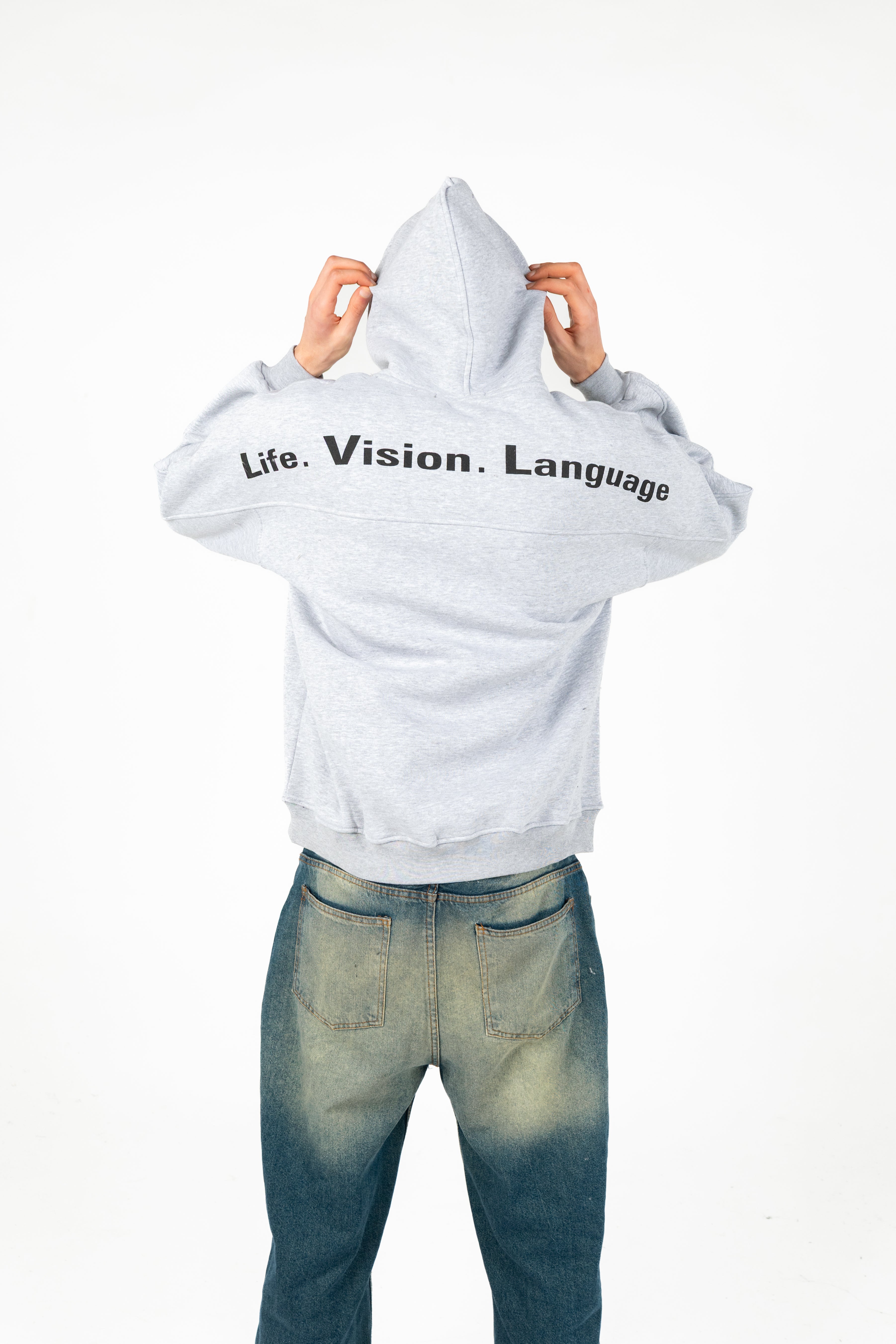 Oversized Double-Sided Printed Melton Hoodie - Unisex