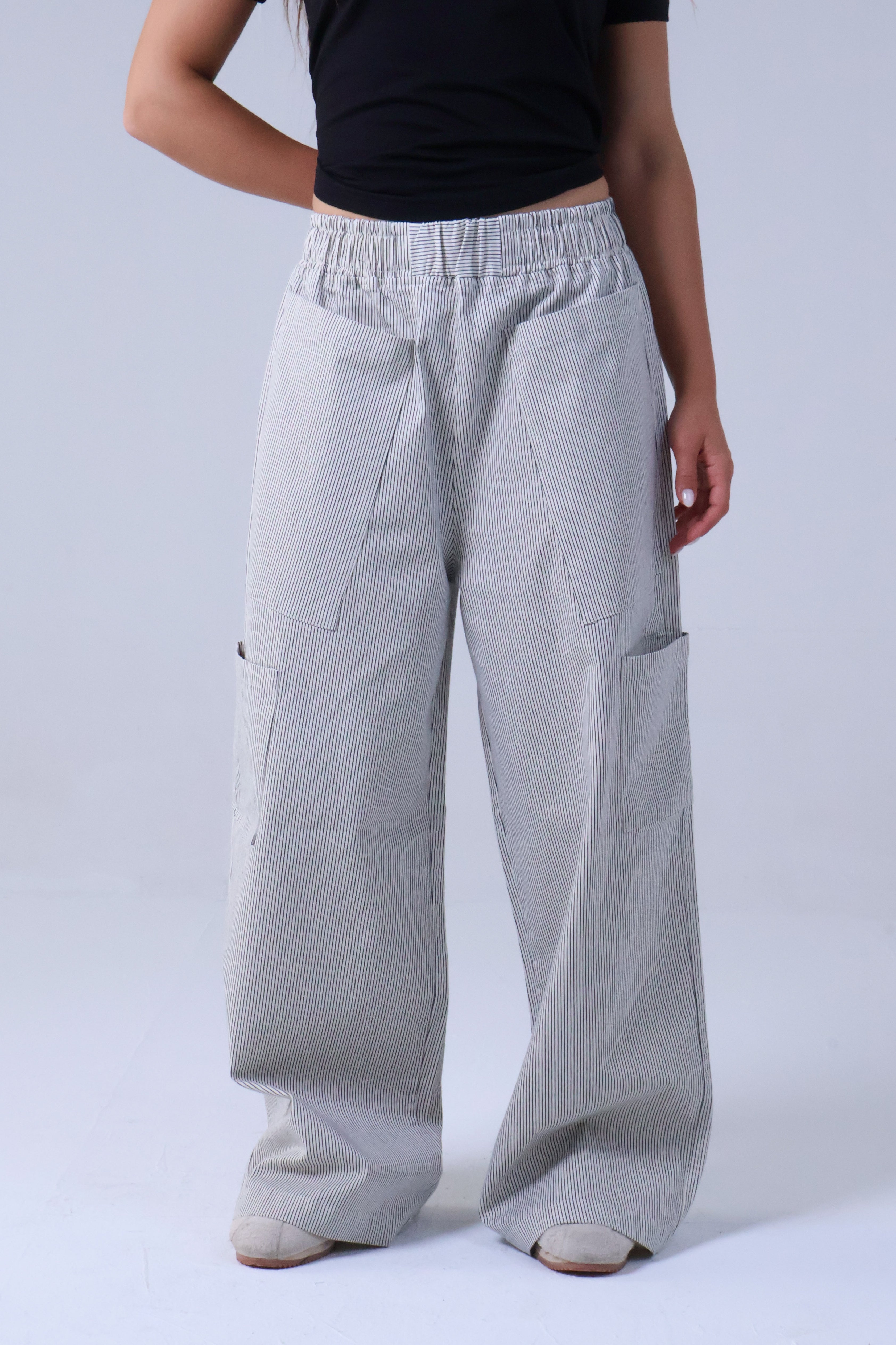 LVL Chino Stripe Pants – Loose Fit – Beige