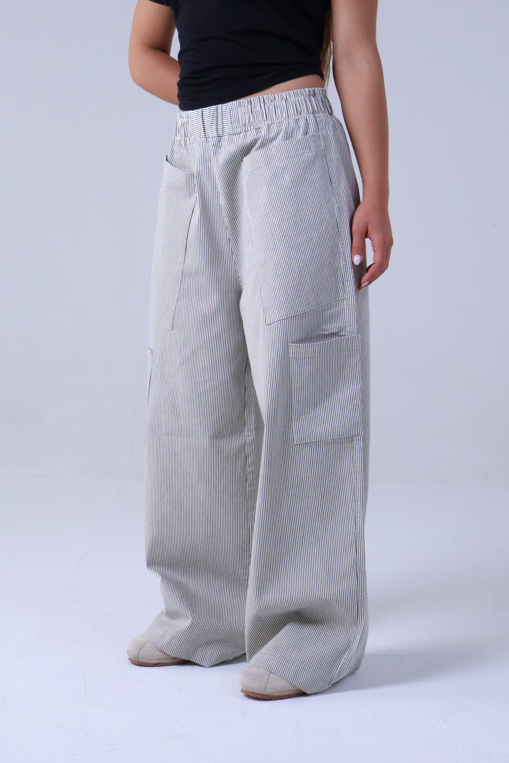 LVL Chino Stripe Pants – Loose Fit – Beige