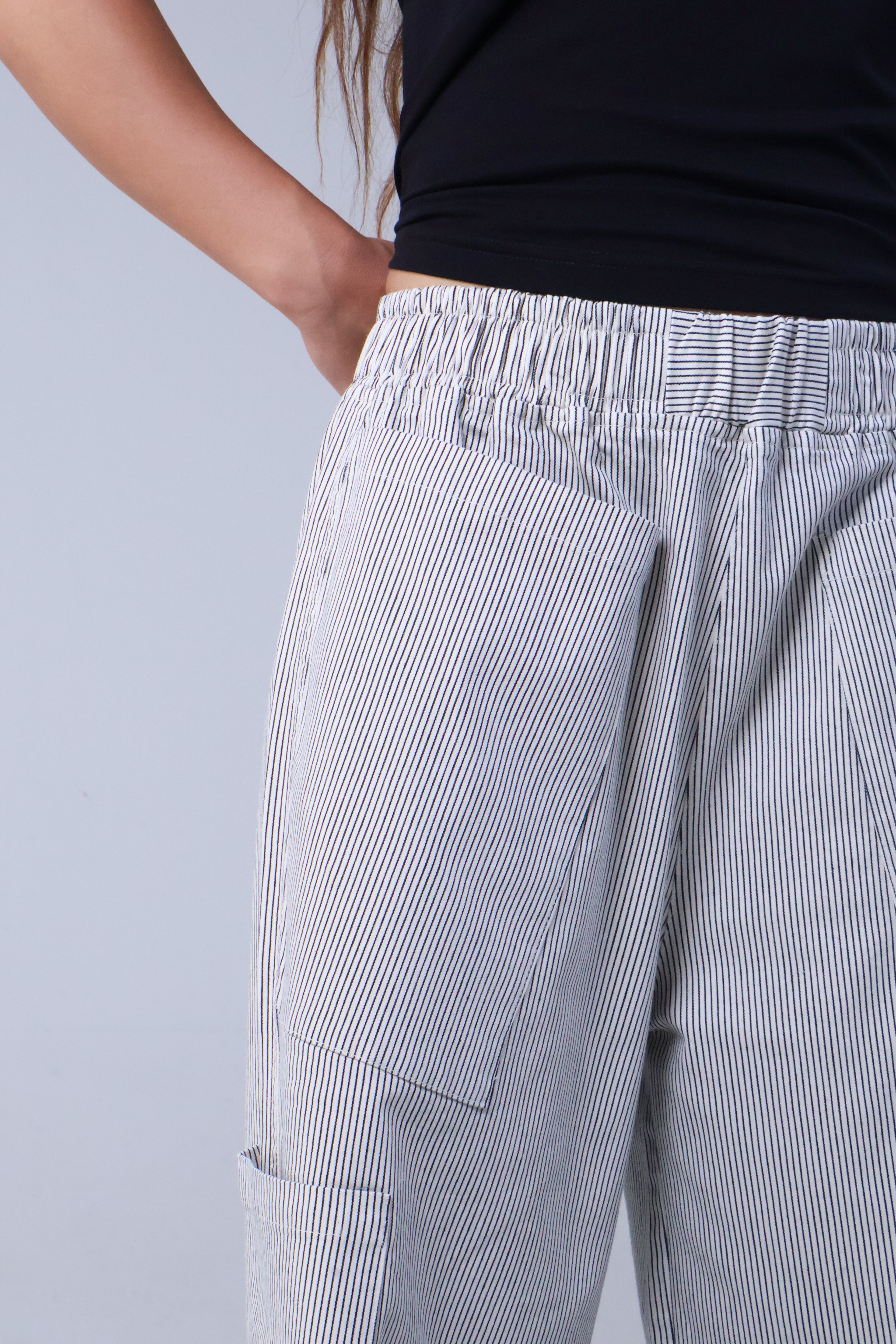 LVL Chino Stripe Pants – Loose Fit – Beige