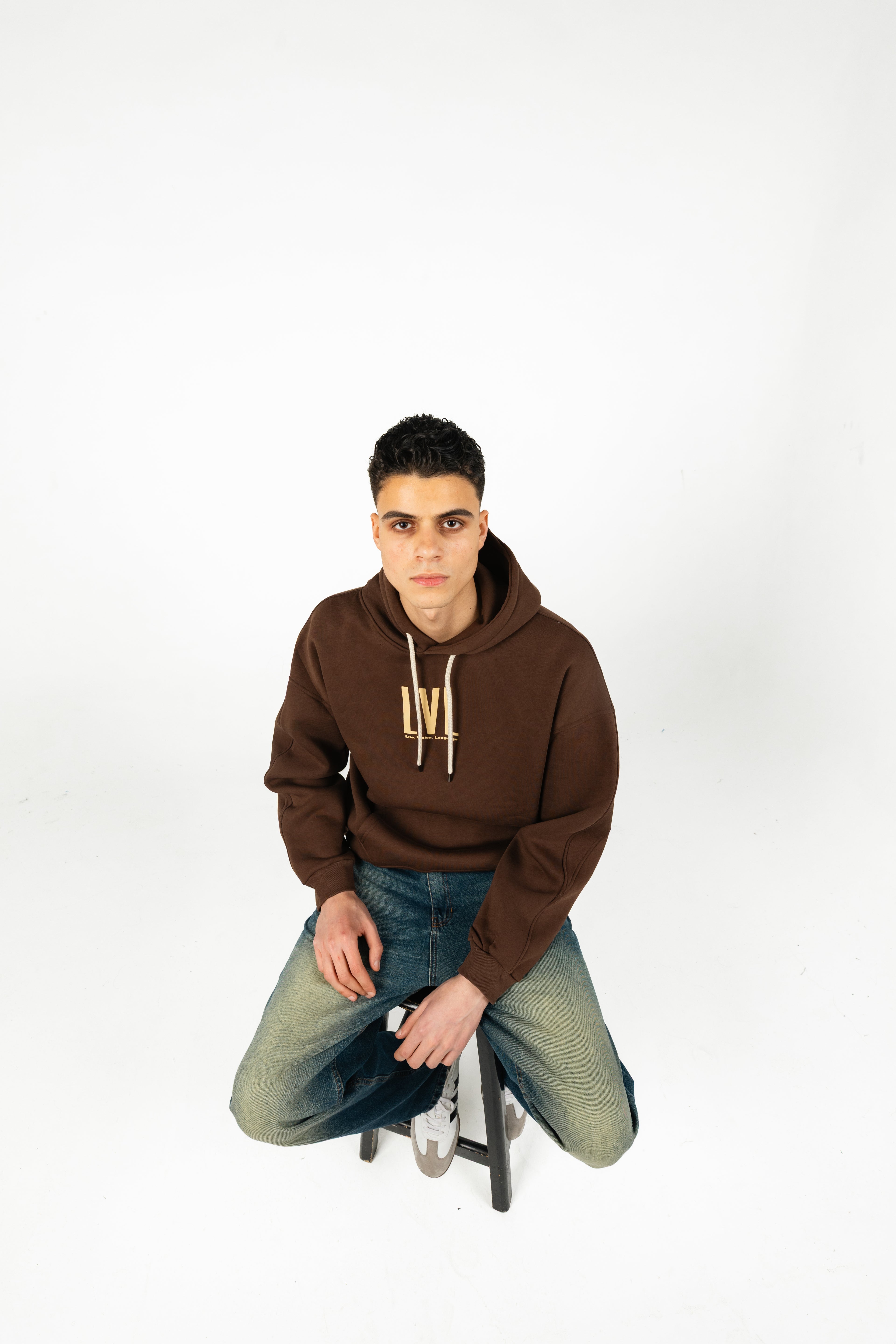 Oversized Double-Sided Printed Melton Hoodie - Unisex