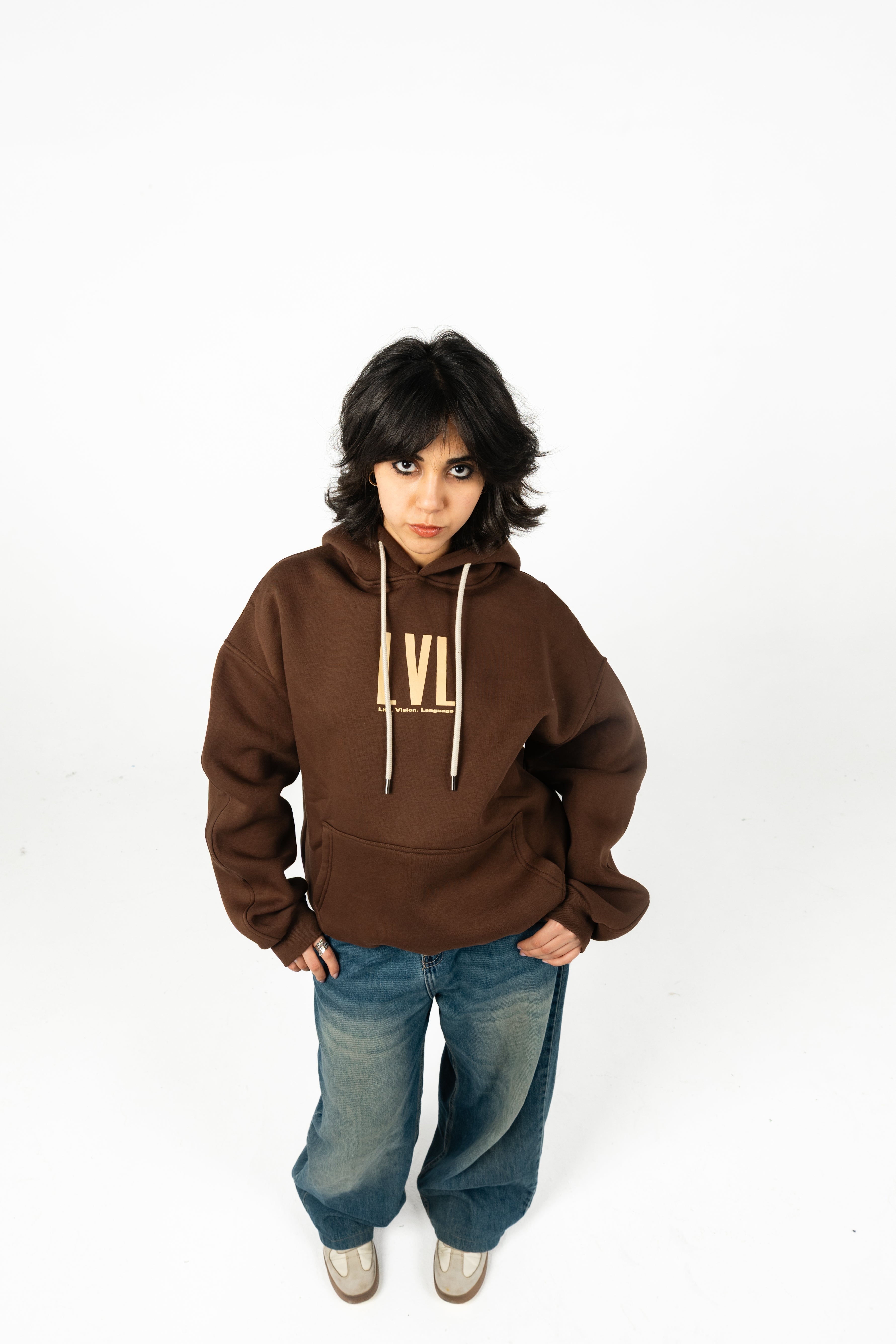 Oversized Double-Sided Printed Melton Hoodie - Unisex